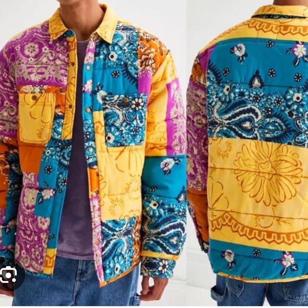 Urban Outfitters Quilted Bandana Paisley Print Colorblock Jacket size medium